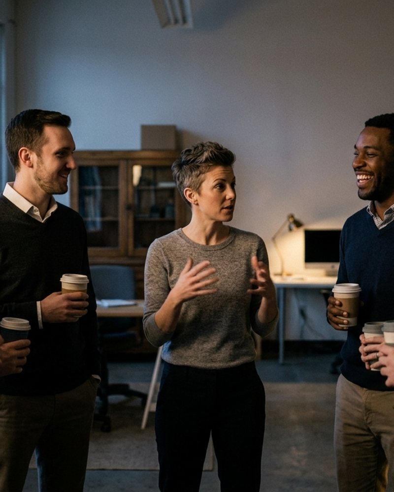 Consultants talking together before the market opens